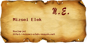 Mizsei Elek névjegykártya